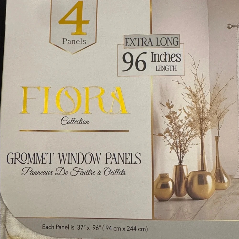 FLORA Collection Extra Long Set Of 4 Grommet Window Panels - 37